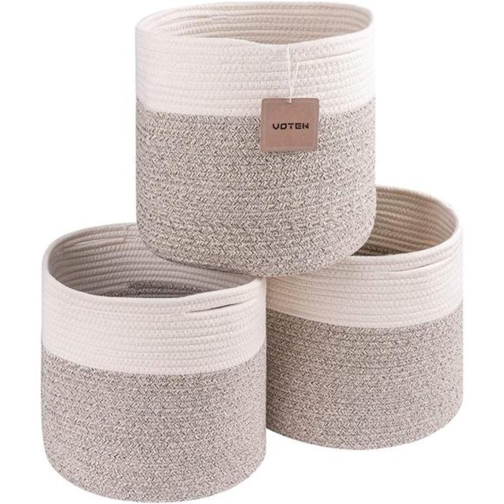 Storage Cubes Baskets Bins Organizer 11x11x11'' Fit 12x12'',  3Pack Natural